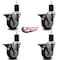 Service Caster 4'' Maroon Poly Swivel 1-3/4'' Expanding Stem Caster Set with Brake, 4PK SCC-EX20S414-PPUB-MRN-PLB-134-4 - alternate 3